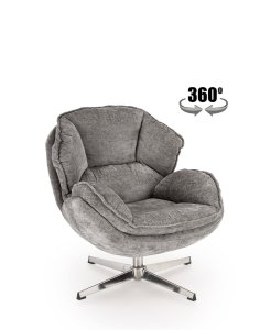 fotel obrotowy guido szary, obrotowy 360°, chrom