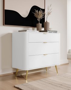 komoda oval biala 3sz