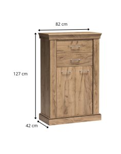Wąska komoda Antica  A-3 kraft złoty 82 cm - wymiary