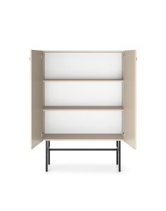 Komoda kaszmirowa Diva z drzwiami i półkami na metalowym stelażu 93 cm