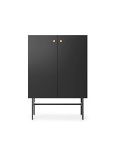 Komoda czarna Diva z drzwiami i półkami na metalowym stelażu 93 cm
