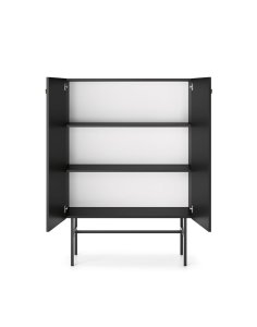 Komoda czarna Diva z drzwiami i półkami na metalowym stelażu 93 cm