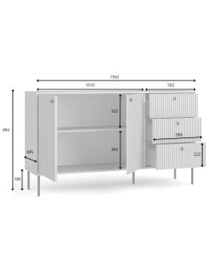 omoda do salonu z drzwiami i szufladami szara Iris 03 156x90 cm