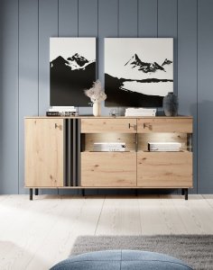 komoda z witryną madis e 165 cm
