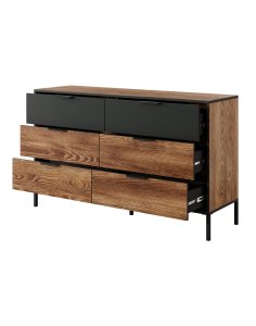 komoda milton b 138 6 szuflad kasztan grafit