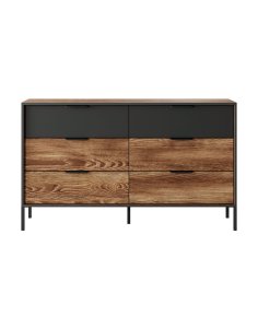 komoda milton b 138 6 szuflad kasztan grafit