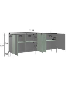 Komoda Rimini 04 z drzwiami 4D, kaszmir + dąb artisan