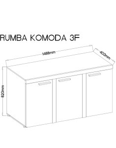 Komoda Rumba z trzema szafkami 3F – Beż Piaskowy