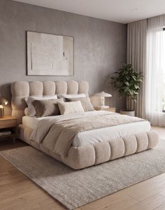 łóżko tapicerowane laurel z pojemnikiem 160x200, ciemnobeżowe