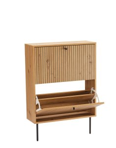 szafka na buty do przedpokoju line, dąb artisan, metalowe nogi