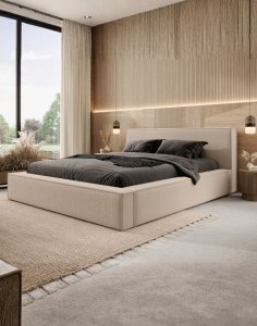 beżowe łóżko minimalistyczne asturia