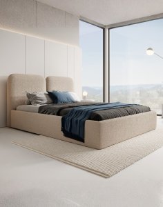 beżowe łóżko do sypialni desio slim