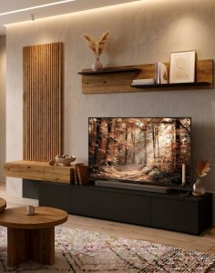 Meblościanka Kipp – czarny onyx/ dąb artisan
