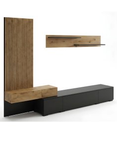 Meblościanka Kipp – czarny onyx/ dąb artisan