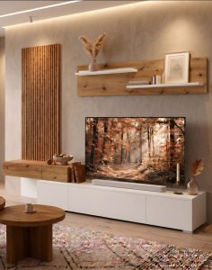 Meblościanka Kipp – biel górska / dąb artisan