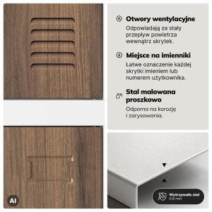 Metalowa szafa socjalna skrytkowa Robert: biała/orzech 5