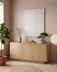 drewniana komoda navan 160 cm, naturalny dąb