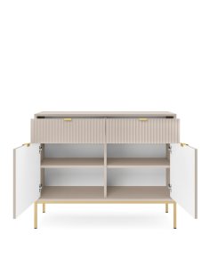 komoda ryflowana nova kaszmir z szufladami (ksz104), cashmere/gold
