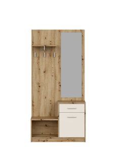 przedpokój pergo z lustrem i szafką na buty, dąb artisan/kaszmir
