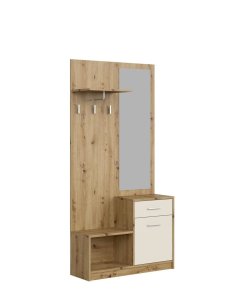 przedpokój pergo z lustrem i szafką na buty, dąb artisan/kaszmir