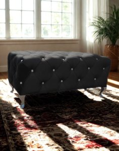 Pufa Hestia – czarna tapicerowana (3340) - OUTLET