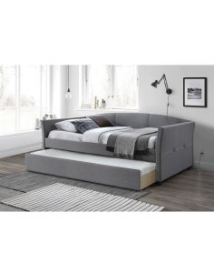 lóżko dwuosobowe sanna z wysuwanym dolnym materacem 90x200, popielaty