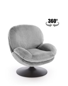 fotel wypoczynkowy shell szary, obrotowy 360°, nowoczesny design