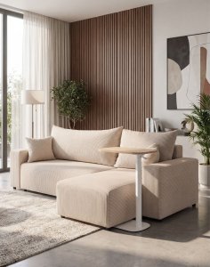narożnik z funkcją spania sora l 242 cm ze stolikiem pomocniczym alto hm