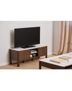 szafka rtv southampton 120 cm, dąb wędzony i blat ceramiczny (10786)
