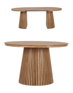 Stół rozkładany, okrągły Fjord M z lamelami, 120cm-200cm, dziki dąb (3559) - OUTLET