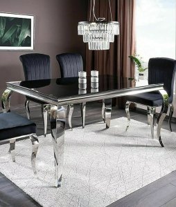 stol prince czarny chromowany 150x90 cm