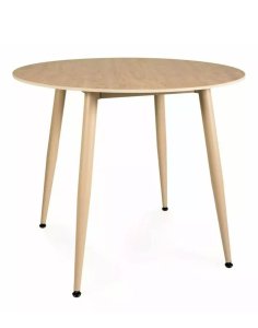 Stół okrągły Rion 90 cm – ceramika Travertine, beż, kaszmir