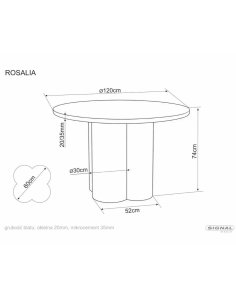 Stół okrągły do jadalni Rosalia, szary, mikrocement 120 cm