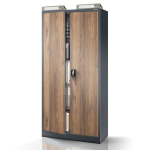 Szafa biurowa metalowa wysoka na dokumenty antracytowa/orzech, 900x1950x400 mm: JAN H Eco Design 1