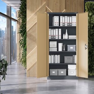 Szafa biurowa metalowa wysoka na dokumenty antracytowa/orzech, 900x1950x400 mm: JAN H Eco Design 10