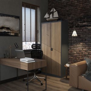 Szafa biurowa metalowa wysoka na dokumenty antracytowa/orzech, 900x1950x400 mm: JAN H Eco Design 14