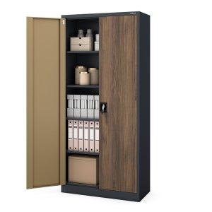 Szafa biurowa metalowa wysoka na dokumenty antracytowa/orzech, 900x1950x400 mm: JAN H Eco Design 15