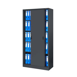 Szafa biurowa metalowa z drzwiami przesuwnymi antracytowa, 900x1850x400 mm: KUBA 1