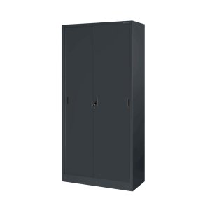 Szafa biurowa metalowa z drzwiami przesuwnymi antracytowa, 900x1850x400 mm: KUBA 2