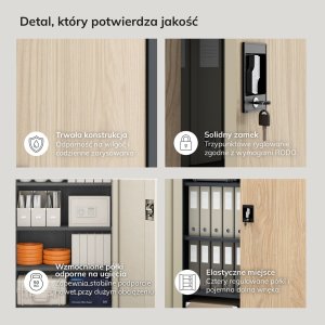 Szafa biurowa na dokumenty z 4 półkami antracytowa/dąb sonoma, 900x1850x400 mm: JAN Eco Design 6