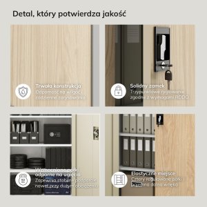 Szafa biurowa na dokumenty z 4 półkami szara/dąb sonoma, 900x1850x400 mm: JAN Eco Design 6