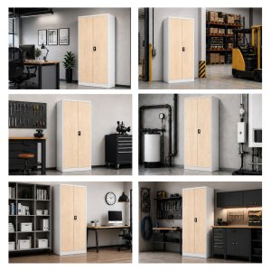 Szafa biurowa na dokumenty z 4 półkami szara/dąb sonoma, 900x1850x400 mm: JAN Eco Design 8