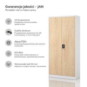 Szafa biurowa na dokumenty z 4 półkami szara/dąb sonoma, 900x1850x400 mm: JAN Eco Design 9