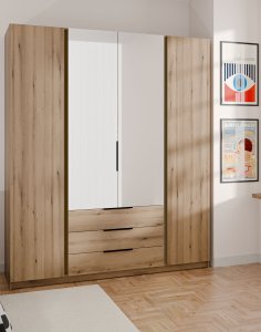 Szafa 4-drzwiowa z lustrami i szufladami Kaja dąb Evoke (EV/EV 2F 2 lustro 3S)