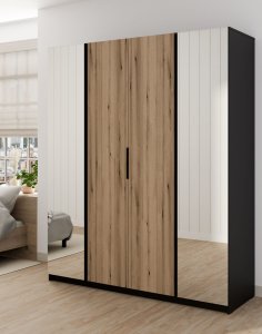 Szafa 4-drzwiowa z lustrami Kaja BL/EV 2 Lustro, 2F Dąb Evoke, Czarny