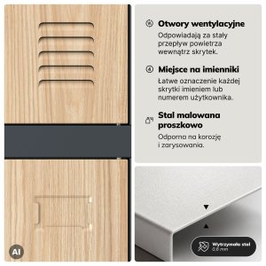 Szafa skrytkowa socjalna 20-skrytkowa na nóżkach antracytowa/dąb sonoma, 1360x1720x450 mm: ROBERT Eco Design 5