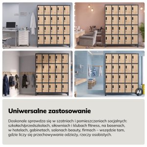 Szafa skrytkowa socjalna 20-skrytkowa na nóżkach antracytowa/dąb sonoma, 1360x1720x450 mm: ROBERT Eco Design 8