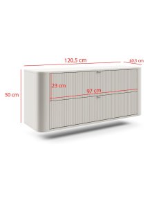 Wisząca szafka łazienkowa Lando 120 cm kaszmir - wymiary z przodu
