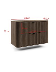 Wisząca szafka łazienkowa Lando 80 cm orzech elegant, wymiary przód