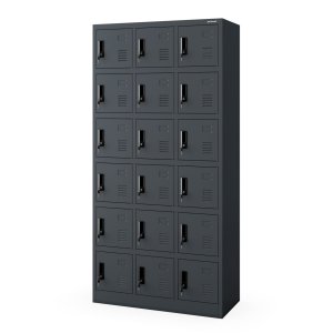 Szafka pracownicza skrytkowa 18-skrytkowa antracytowa, 900x1850x400 mm: KAROL 1